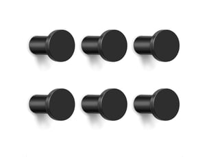 Set 6 crochets muraux noirs sakae, minimalistes et robustes, usage multiple entrée, chambre, salle de bain - vis incluses