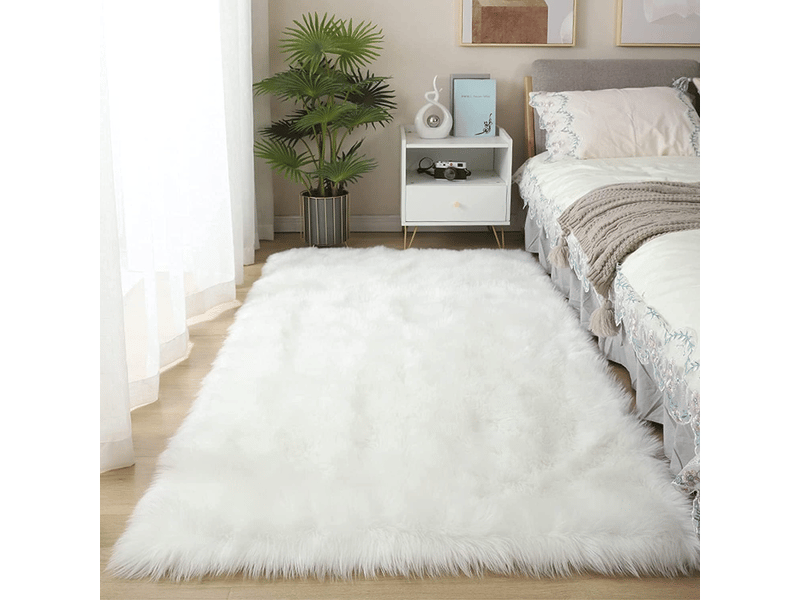  (60x90cm, blanc)cozy sensation comme véritable laine tapis en fourrure synthétique, man-made luxe laine tapis de canapé coussin ISG001302 - Conforama D