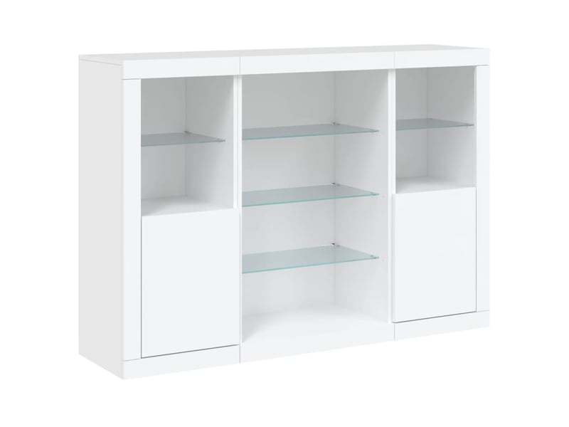  Buffets avec lumières led 3 pcs - bahut - meuble de rangement blanc bois d'ingénierie  - Conforama E
