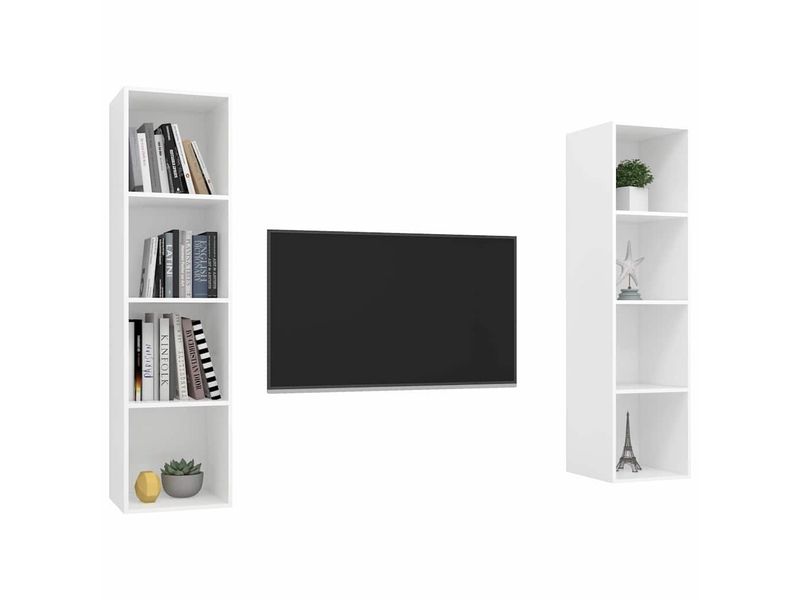  Lot de 2 meuble tv mural, meuble tv suspendu blanc bois d'ingénierie shl70394  - Conforama C