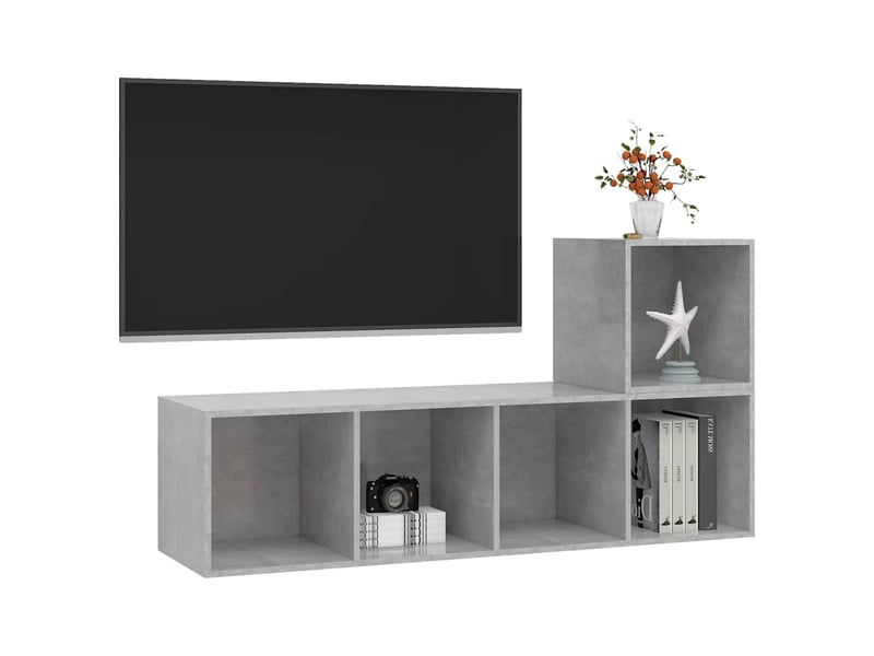  Ensemble de meuble tv - banc tv - meuble de rangement 2 pcs gris béton bois d'ingénierie  - Conforama C