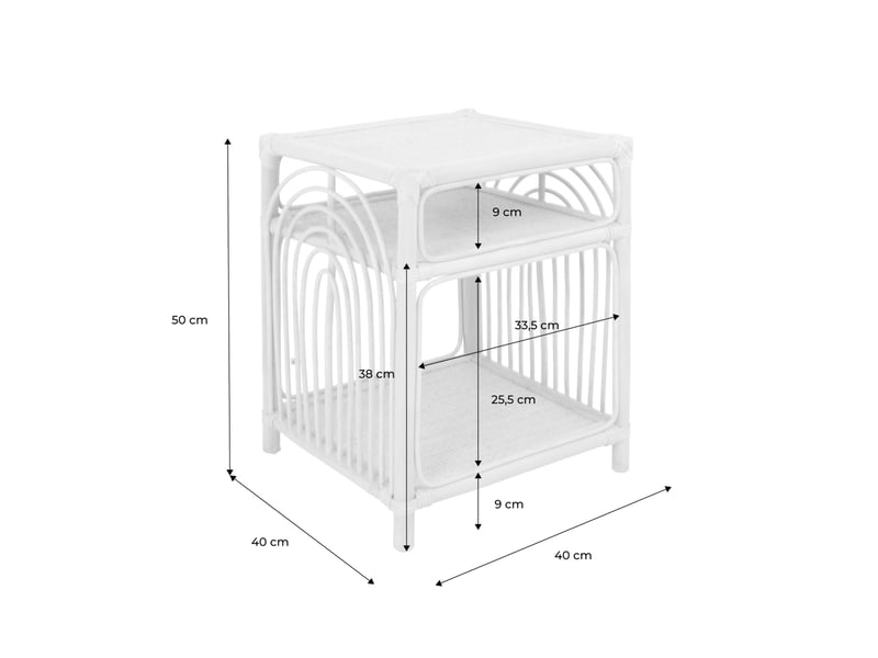 Table de chevet rotin naturel 1 étagère 1 niche l 40 x p 40 x h 50cm - bandung  - Conforama E