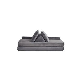 Canapé modulable 2 places convertible en lit 211,5 cm gris evryae