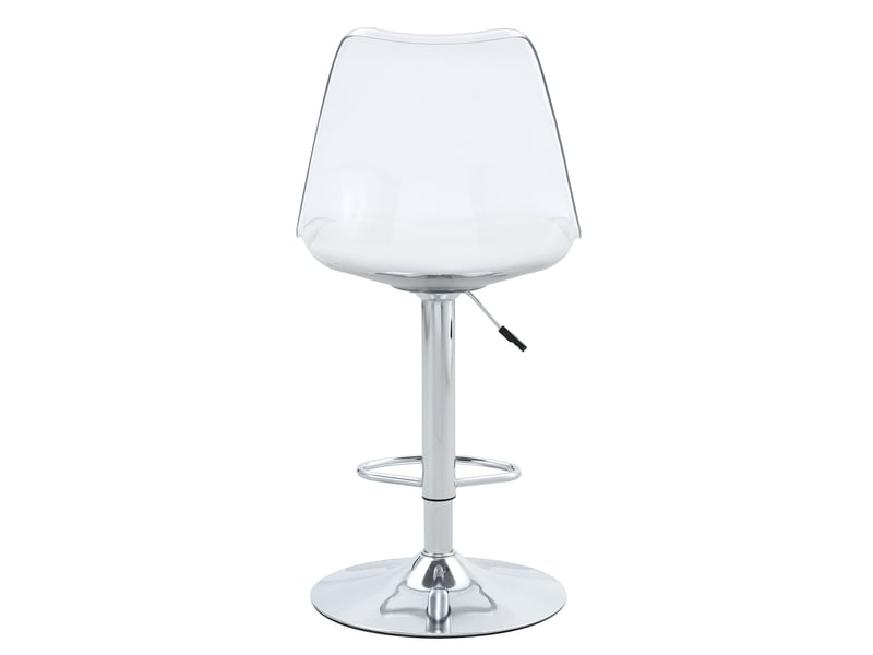 Lot de 2 - tabouret de bar réglable - 44,4 x 53,3 x 99-120 cm-transparent et blanc - dossier en plastique transparent, pivotant à 360° et base chromée - Conforama A