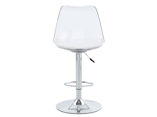 Lot de 2 - tabouret de bar réglable - 44,4 x 53,3 x 99-120 cm-transparent et blanc - dossier en plastique transparent, pivotant à 360° et base chromée