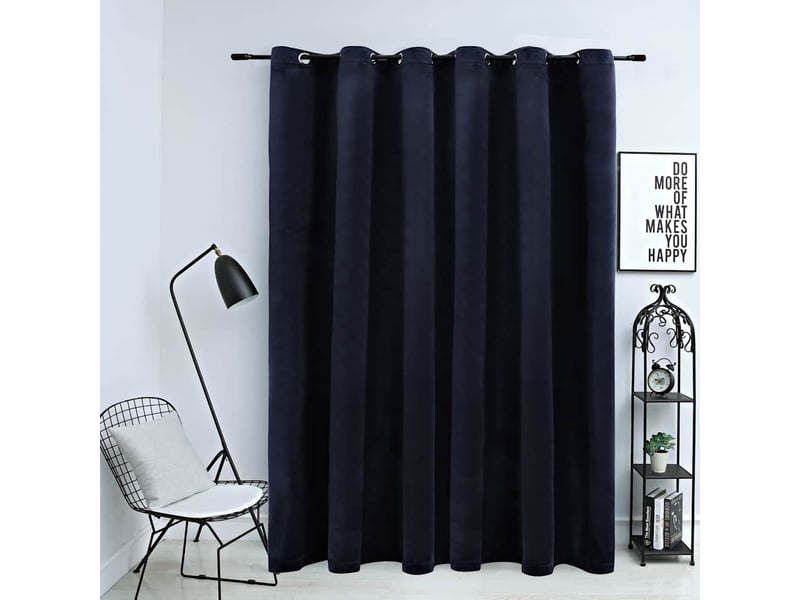  Rideau occultant, rideau black-out avec anneaux en métal velours noir 290x245 cm cf43953  - Conforama B