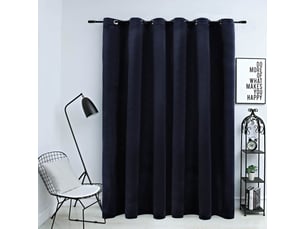 Rideau occultant, rideau black-out avec anneaux en métal velours noir 290x245 cm cf43953