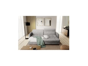 Canapé d'angle gauche fixe <strong></strong> <strong></strong> 3 places Polyester gris avec coffre de rangement