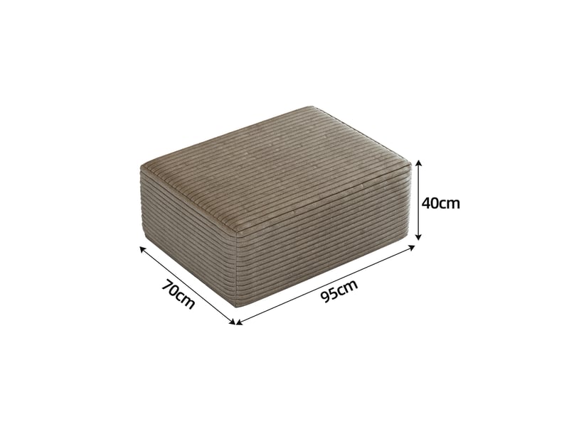  Pouf en velours côtelé camel repose-pieds modulaire 70x95x40 cm  - Conforama C