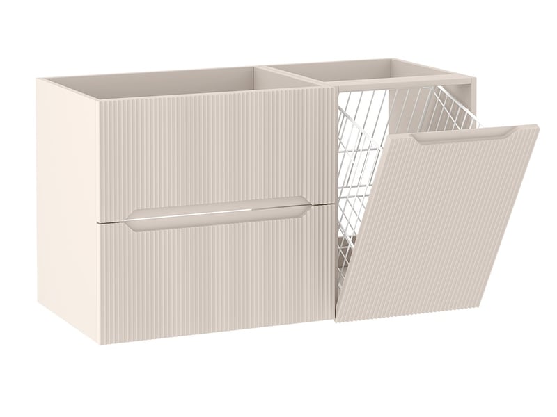 Meuble sous vasque suspendu avec panier à linge 2t novo l.100 cm cachemire mat - Conforama A