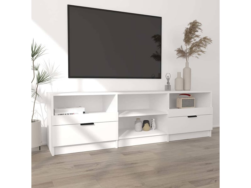  Meuble tv - banc tv - meuble de rangement blanc 150x33,5x45 cm bois d'ingénierie  - Conforama C