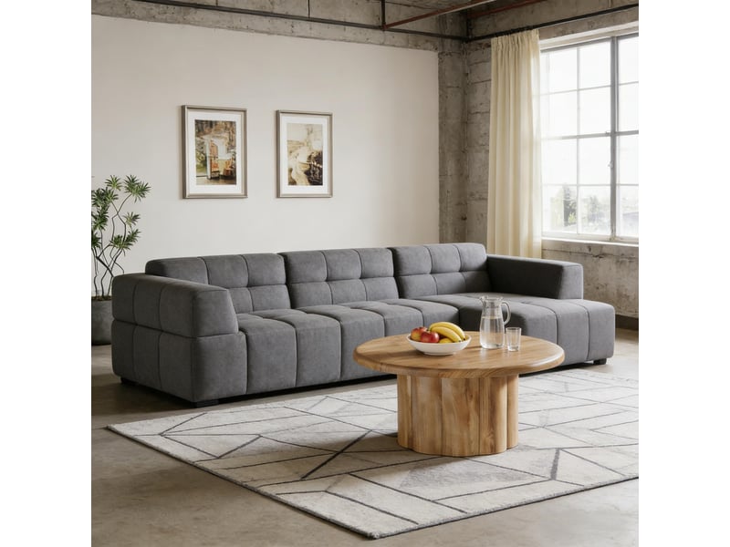  Table basse ronde design tambour cannelé en mdf marron ø80 x 45,5 cm  - Conforama D