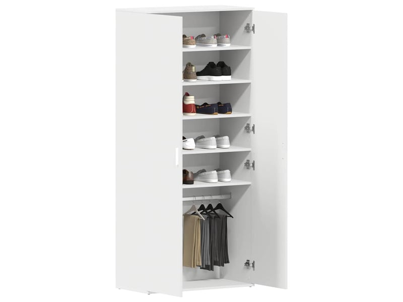 Meuble à chaussure, cabinet à chaussures 80x39x178 cm bois d'ingénierie blanc - Conforama C