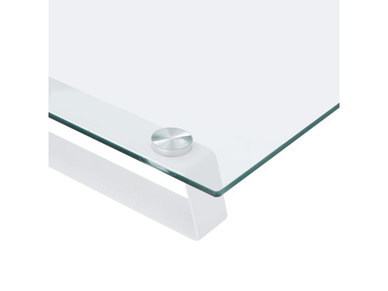  Support de moniteur table meuble bureau 40 x 35 x 8 cm verre trempé et métal blanc 02_0044861  - Conforama E