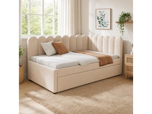 Lit gigogne 140x200 cm <strong>ELVMI</strong> <strong></strong> coloris beige