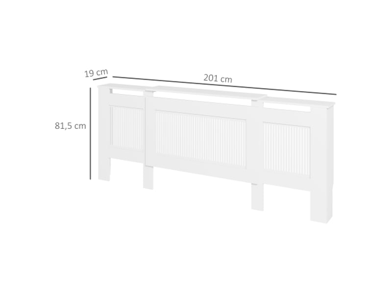  Cache-radiateur extensible avec étagère à lamelles blanc 125-201 x 19 x 81,5 cm  - Conforama C