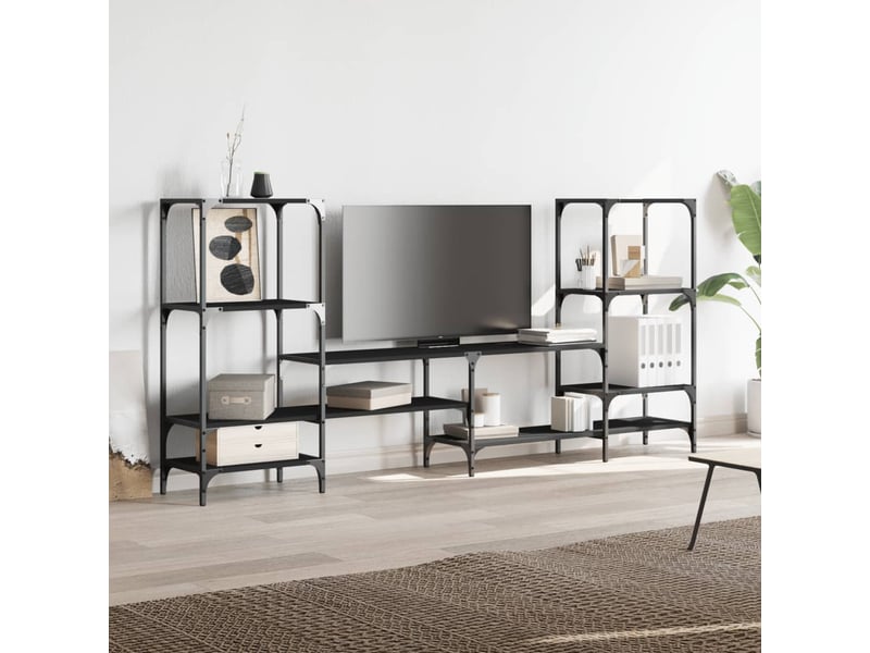  Meuble tv - banc tv - meuble de rangement noir 206,5x28,5x95 cm bois d'ingénierie  - Conforama D