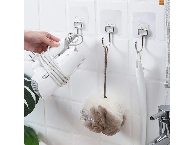  Un lot de 10 crochets adhésifs transparents et étanches, adaptés aux clés, salles de bains, salles de douche, cuisines, portes et autres endroits LJY2642FXN - Conforama D