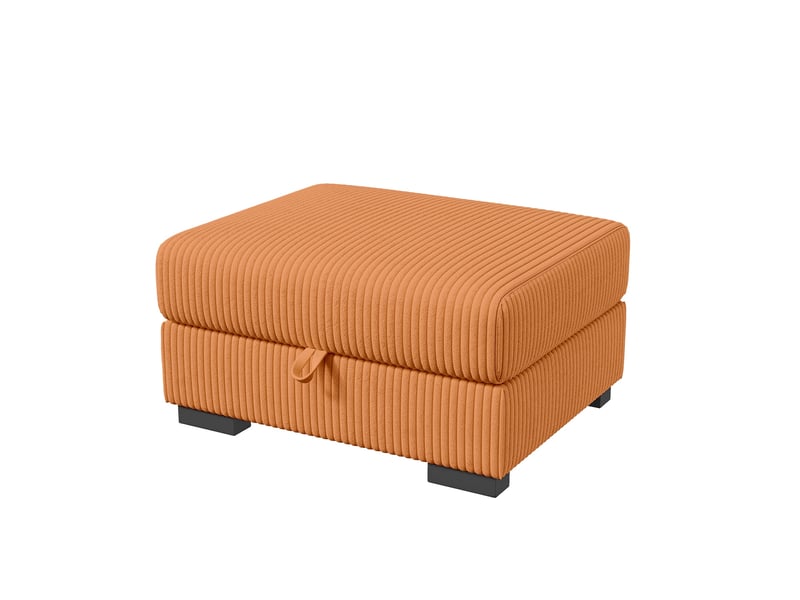  Pouf repose-pieds rectangulaire - 88x69x45cm - ottoman en velours côtelé avec coffre de rangement - orange  - Conforama A