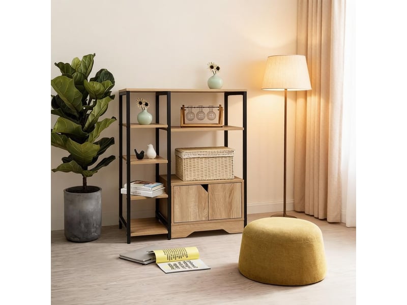  Bibliothèque créative 2-en-1, meuble de rangement multi-niveaux, buffet et étagère design  - Conforama B