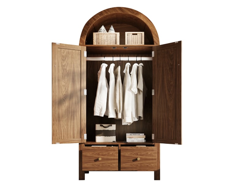  Armoire 78x45x181 cm 2 portes 2 tiroirs mdf noyer  - Conforama A