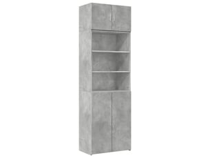 Buffet - armoire de rangement gris béton 70x42,5x225cm bois d'ingénierie