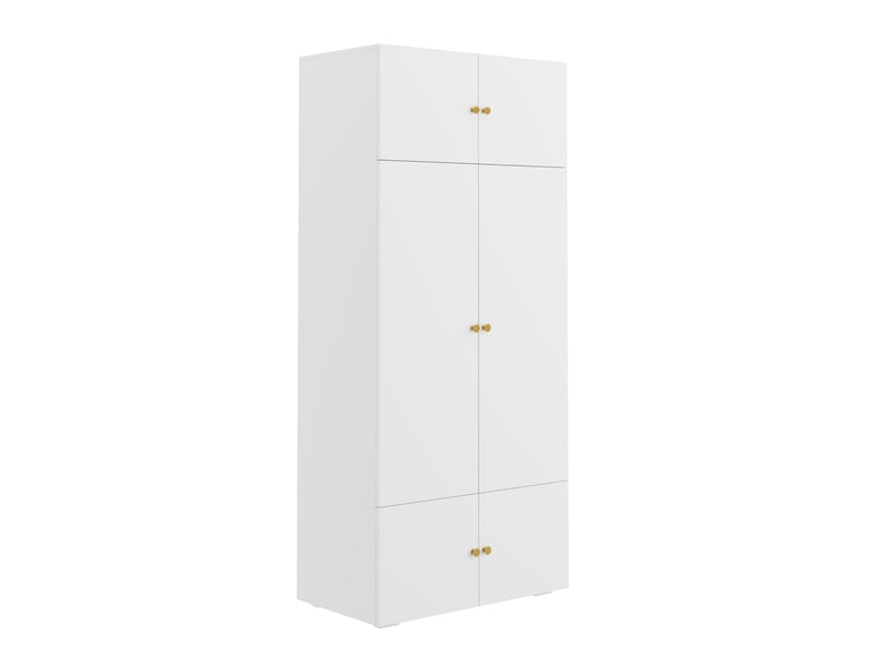  Armoire 2 portes avec penderie et 5 compartiments 90x50x200 cm blanche  - Conforama E