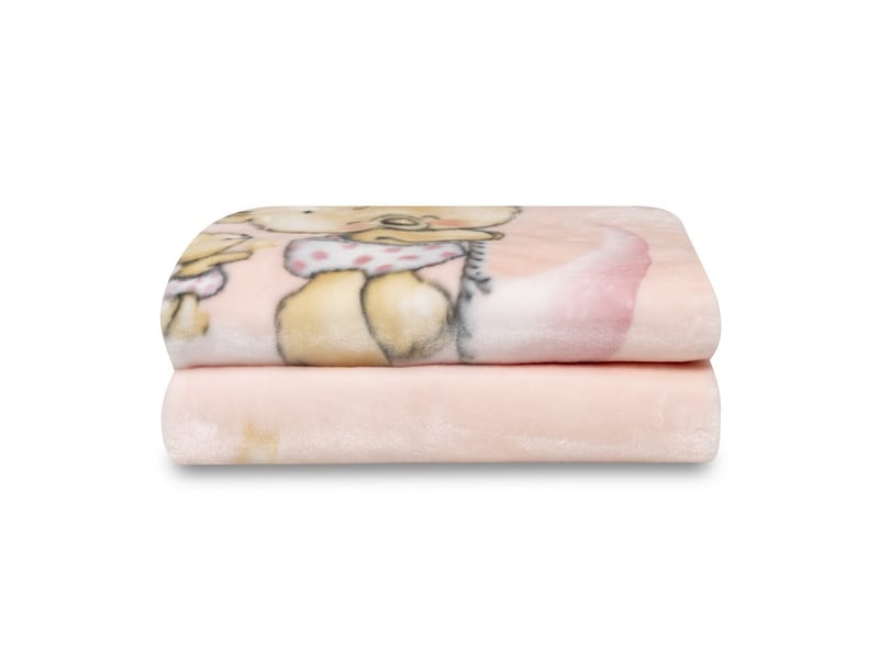 Couverture bébé interbaby 110 x 140 cm maille raschel - rose, motif osito nube 00983-02 - Conforama E