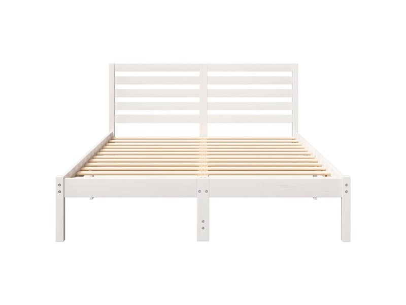  Lit double- lit adulte -  cadre de lit avec tête de lit blanc 135 x 190 cm pin massif  - Conforama D