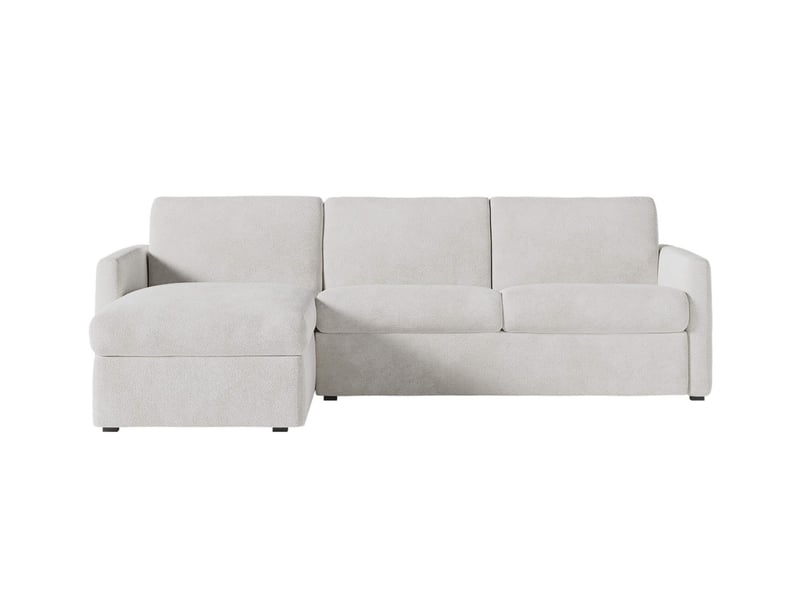  Alice - canapé d'angle réversible convertible système couchage express 4 places en tissu bouclette  - Conforama D