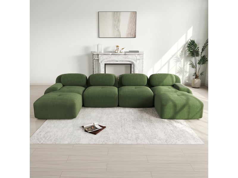 Canapé modulable, canapé de salon, en velours, vert, sans montage, sans structure, chambre, pour salon - Conforama C