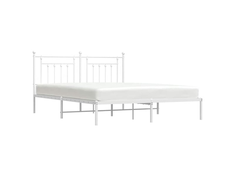  Lit double- lit adulte -  cadre de lit métal sans matelas et tête de lit blanc 160x200 cm  - Conforama D