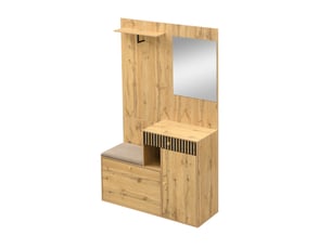 Vestiaire d'entrée avec miroir banc tiroirs et étagères mdf 110 x 37 x 185.5 cm