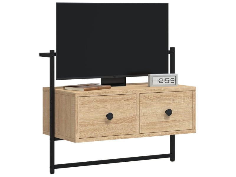  Meuble tv - banc tv - meuble de rangement mural chêne sonoma 60,5x30x51 cm bois d'ingénierie  - Conforama C