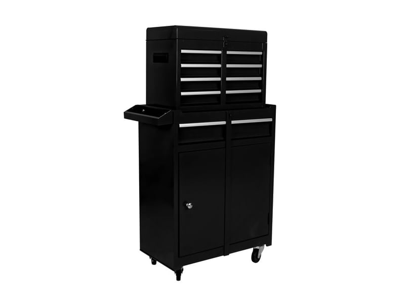  Armoire à outils en métal - 5 tiroirs - roulettes - étagères amovibles - noir - capacité totale 100 kg 58.5x28x102cm - Conforama C
