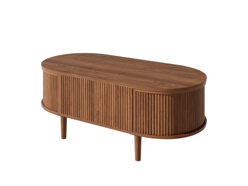  Table basse ovale relevable avec rangement, table salon effet ondulé, mdf noyer  - Conforama R