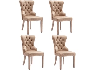 Chaise salle a manger rembourrée velours pieds réglables bois massif lot 4 clair homvra