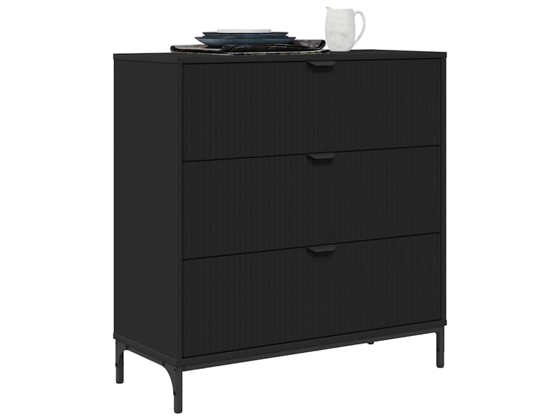  Buffet salon, buffet de rangement avec tiroir noir 79,5x33x82 cm bois d'ingénierie  - Conforama C