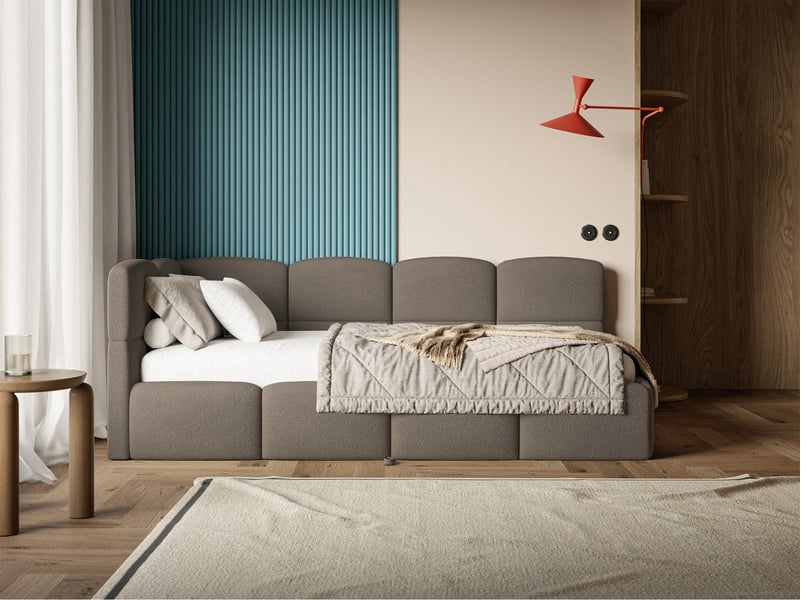 Selsey cloudy - lit rembourré - 170x185 cm - chenille brun clair - côté gauche Cloudy - Conforama B