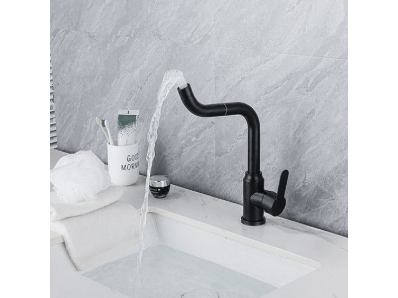  Mitigeur d'évier, robinet d'évier haut rotatif à 360°, robinet de lavabo de salle de bain, noir, plus tuyau de 60 cm ZPB5024 - Conforama B