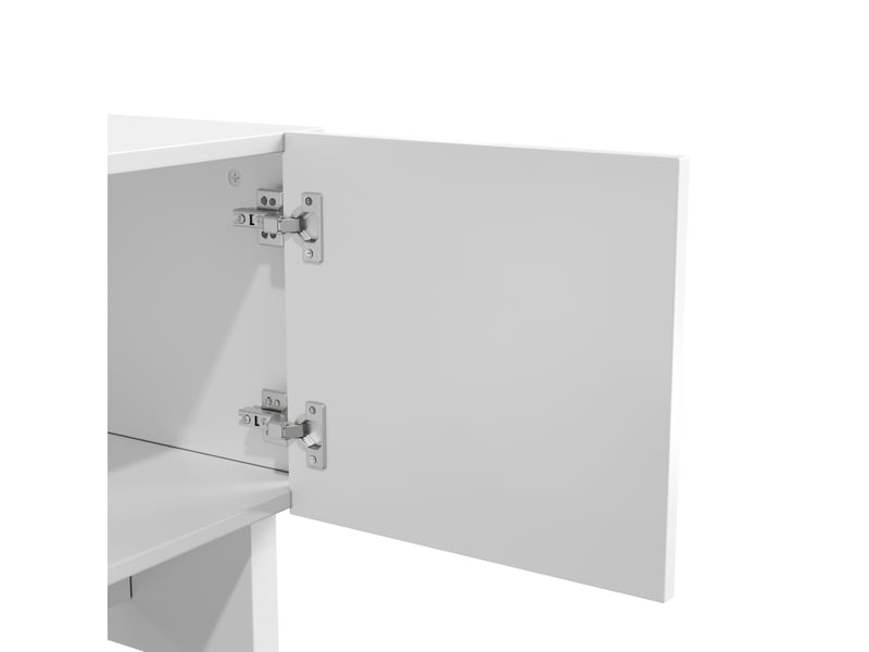  Ensemble meuble tv et table basse 180 x 34 x 44,5 cm – blanc – rangements fermés à relief géométrique  - Conforama E