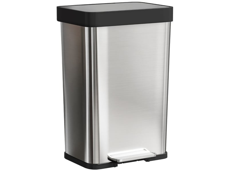  Poubelle de cuisine ulevr à pédale 60 l, couvercle à fermeture douce, acier inoxydable brossé 410 argenté, 44 x 36 x 66,5 cm  - Conforama A