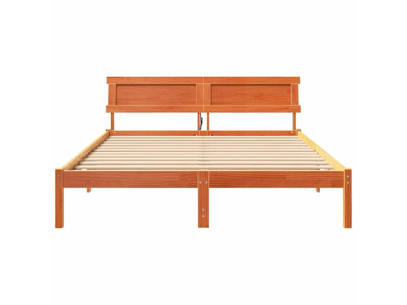  Lit double- lit adulte -  cadre de lit avec tête de lit brun  160 x 200 cm pin massif  - Conforama D