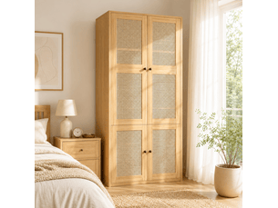 Armoire 4 porte(s) battante  3 tiroir(s) <strong>MAISENTIEL</strong> <strong></strong> coloris bois clair largeur 90 cm
