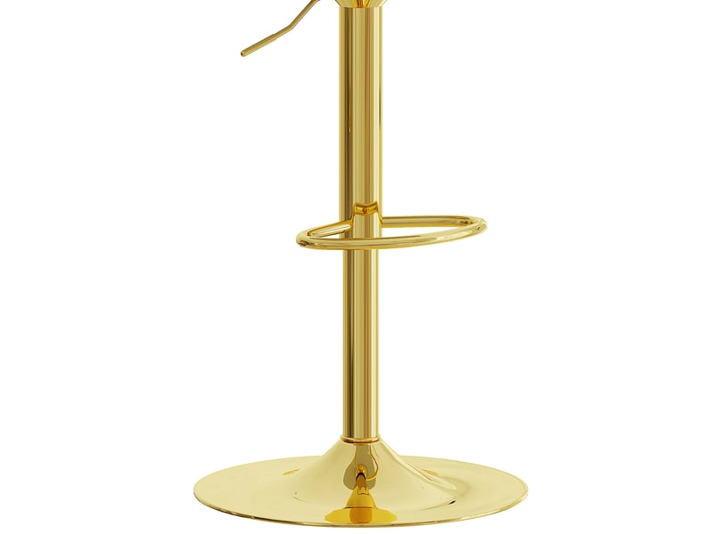  Tabourets de bar réglables pivotants 360° lot de 2, chaise haute cuisine, pied métal, assise polyuréthane, blanc et or  - Conforama E