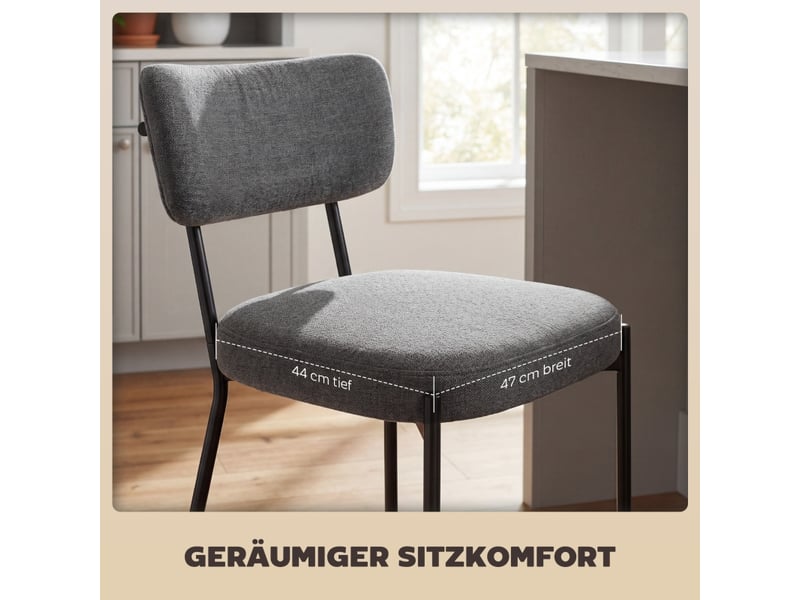  Lot de 2 tabourets de bar,49x53x93 cm,avec dossier incurvé,polyester,gris  - Conforama C