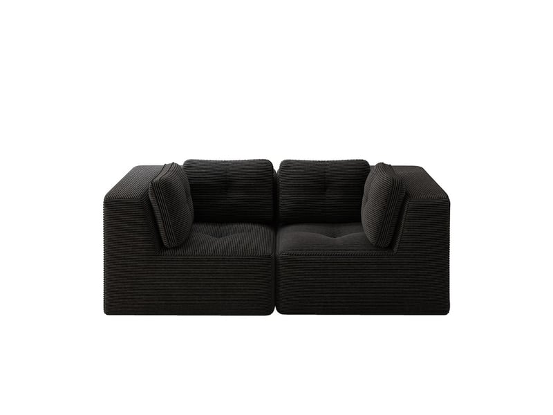  Canapé modulable d’angle 2 places en velours côtelé noir, sans montage  - Conforama A