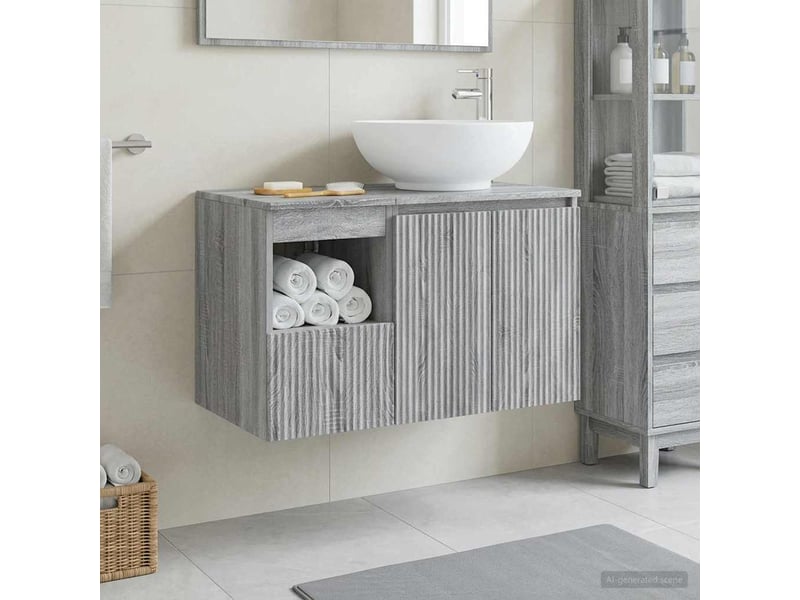Ensemble de mobilier de salle de bain 2 pc sonoma gris cf64198 - Conforama B