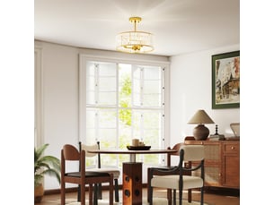 Plafonnier, lustre design, abat-jour en cristal, 3 ampoules, métal, couleur or