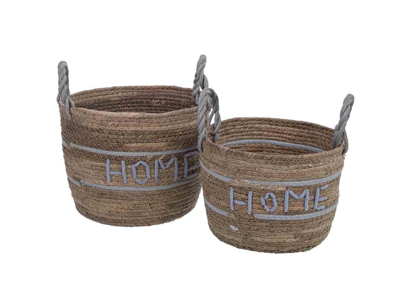  Lot de 2 paniers en fibre naturelle marron d30x23,5, d27x19,5 h cm  - Conforama A